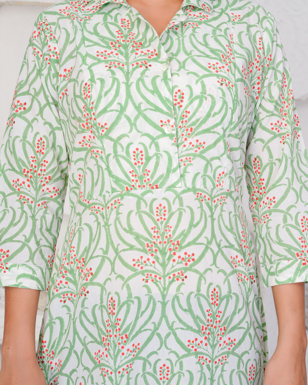 Hand Block Printed Graceful Green Dress