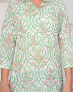 Hand Block Printed Graceful Green Dress