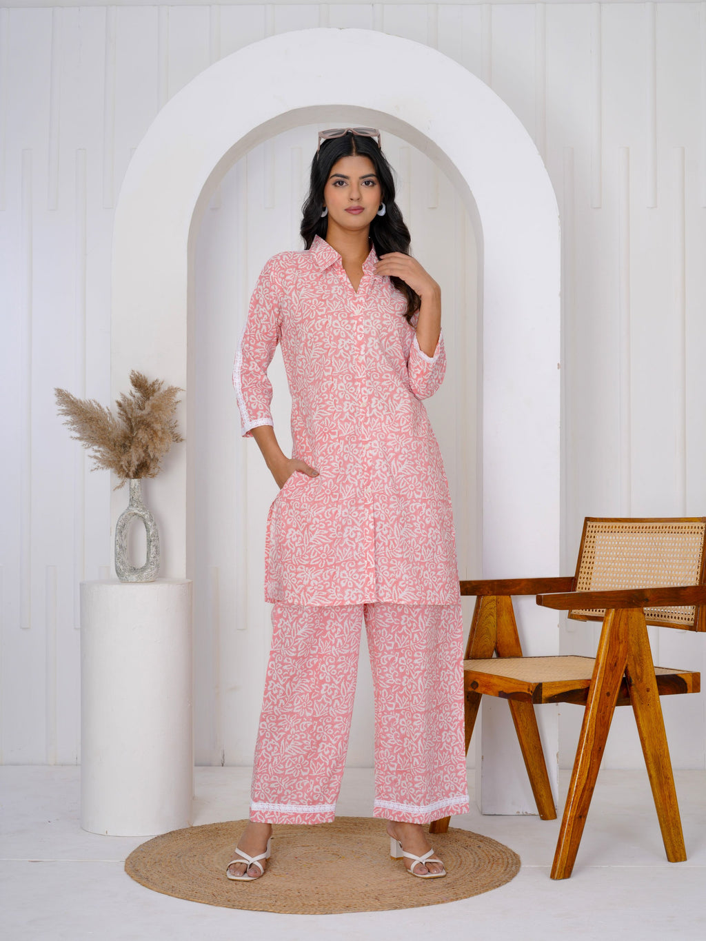 Hand Block Printed Joyful Peach Co-ord Set