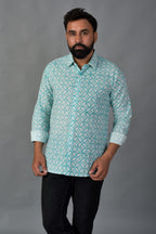 Grateful Green Handblock Printed Shirt For Men