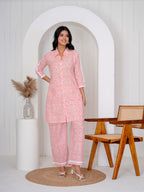 Hand Block Printed Joyful Peach Co-ord Set