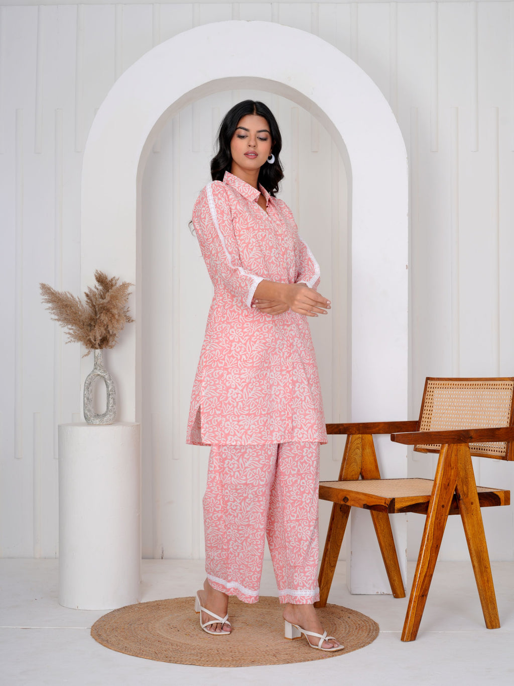 Hand Block Printed Joyful Peach Co-ord Set