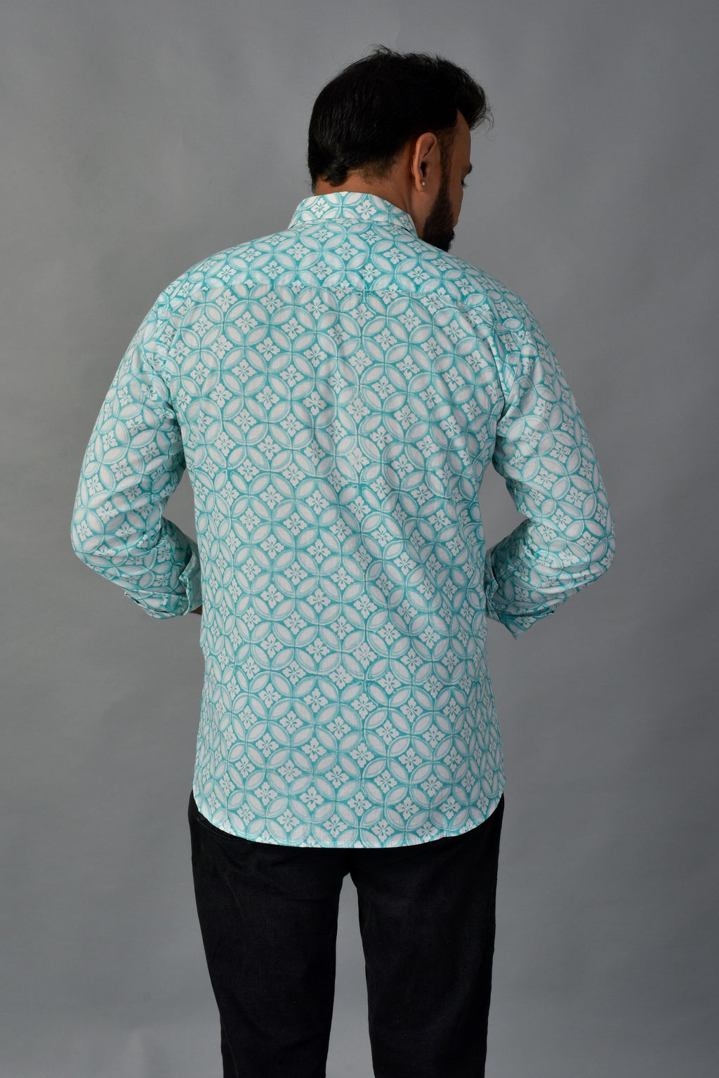 Grateful Green Handblock Printed Shirt For Men