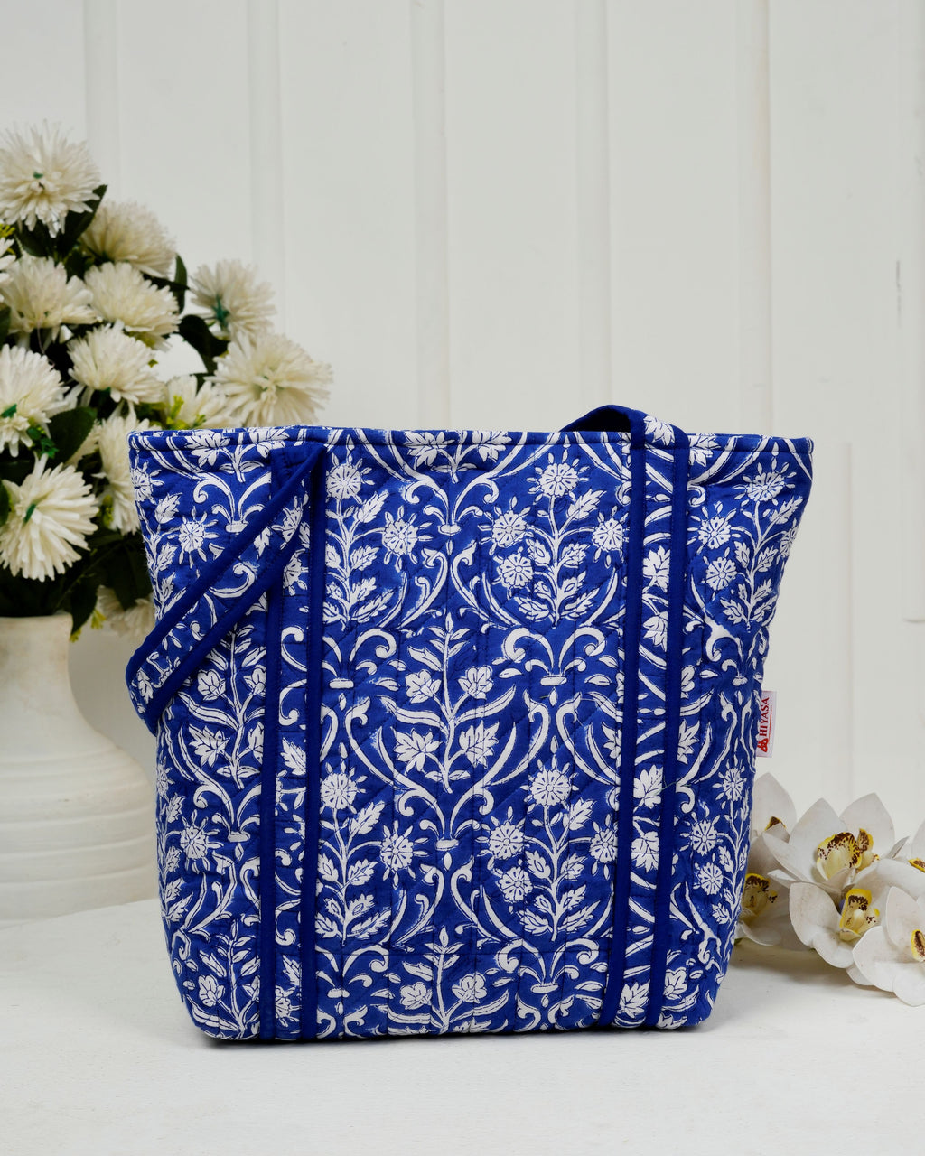 Royal Blue Quilted Tote Bag