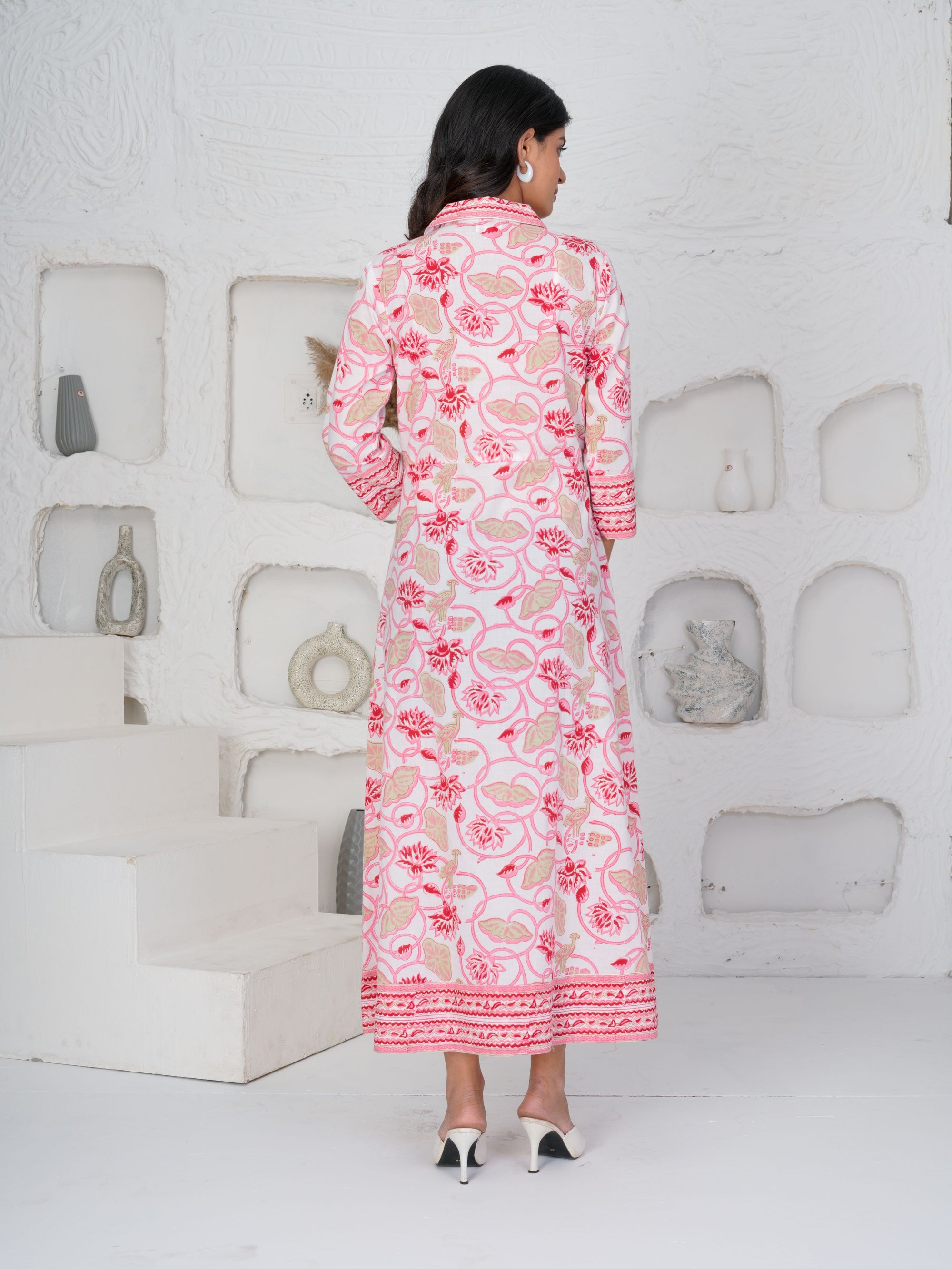Hand Block Printed Lovely Pink Dress