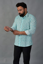 Grateful Green Handblock Printed Shirt For Men