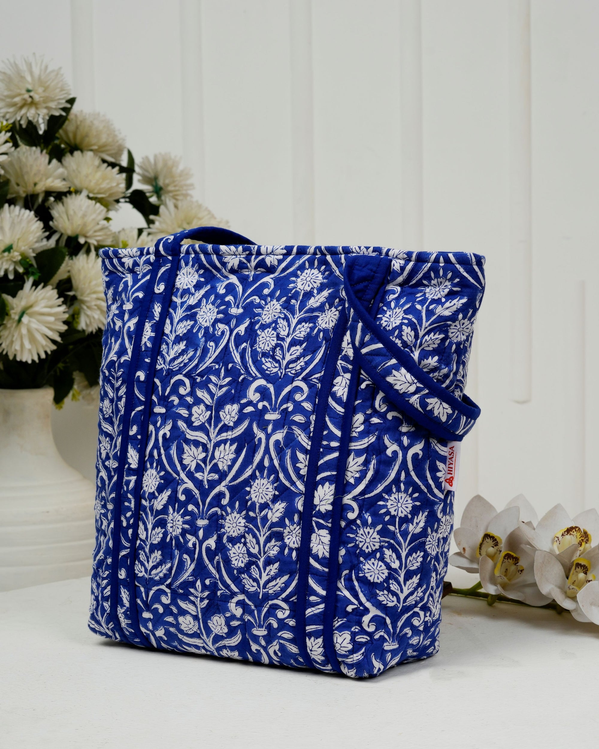 Royal Blue Quilted Tote Bag
