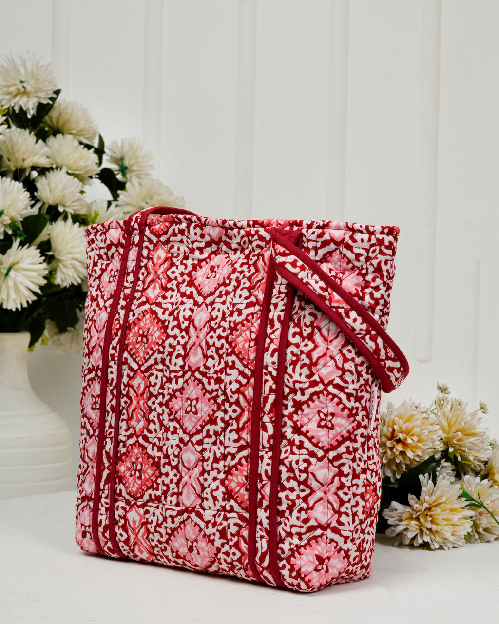 Sweet Red Quilted Tote Bag
