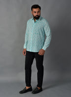 Grateful Green Handblock Printed Shirt For Men