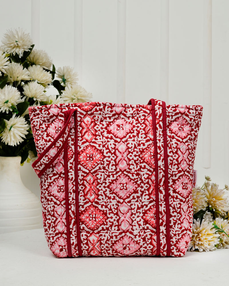 Sweet Red Quilted Tote Bag