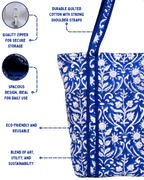 Royal Blue Quilted Tote Bag