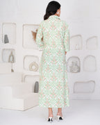 Hand Block Printed Graceful Green Dress