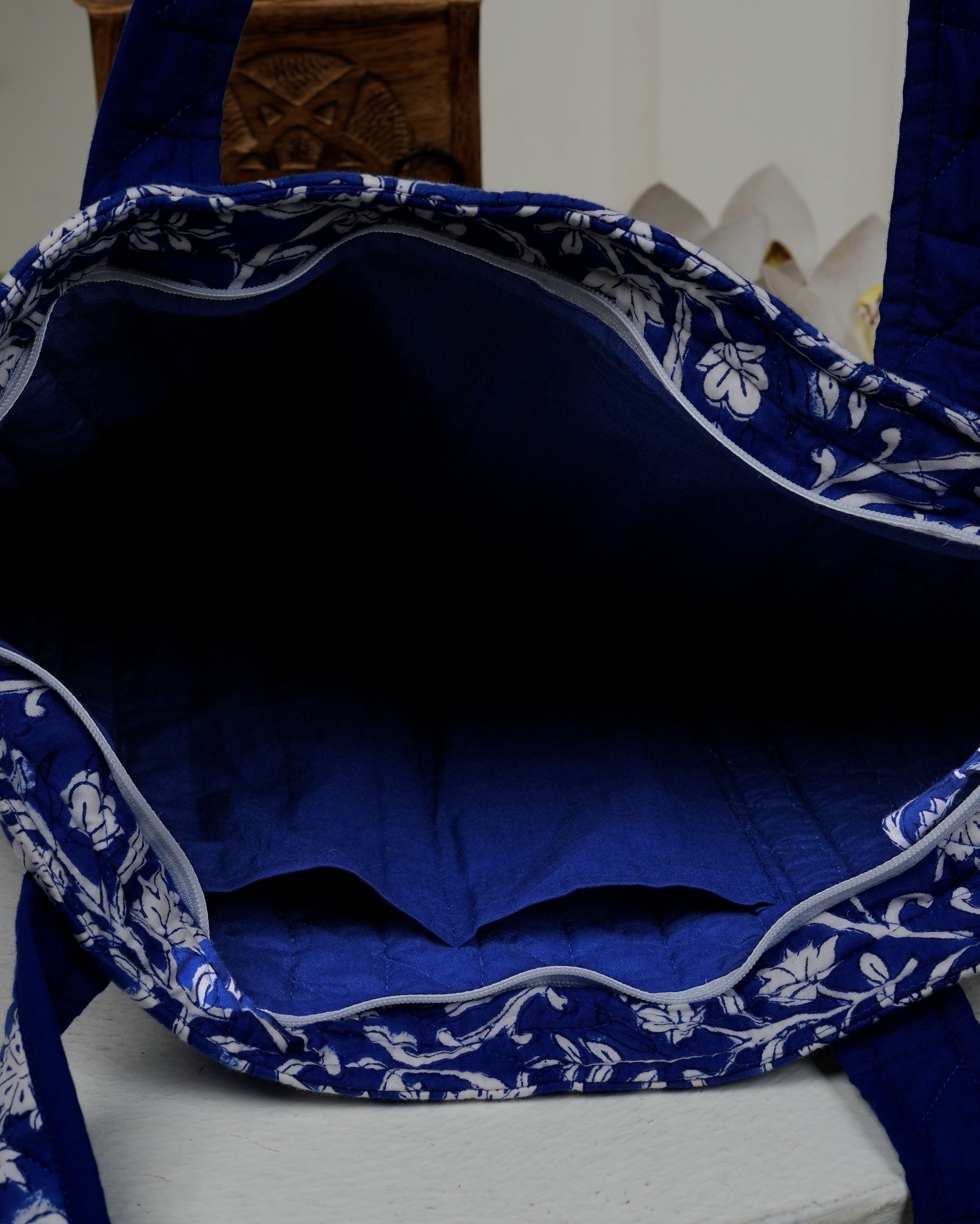 Royal Blue Quilted Tote Bag