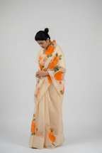 Gulnaar Hand Painted Cotton Organza Saree