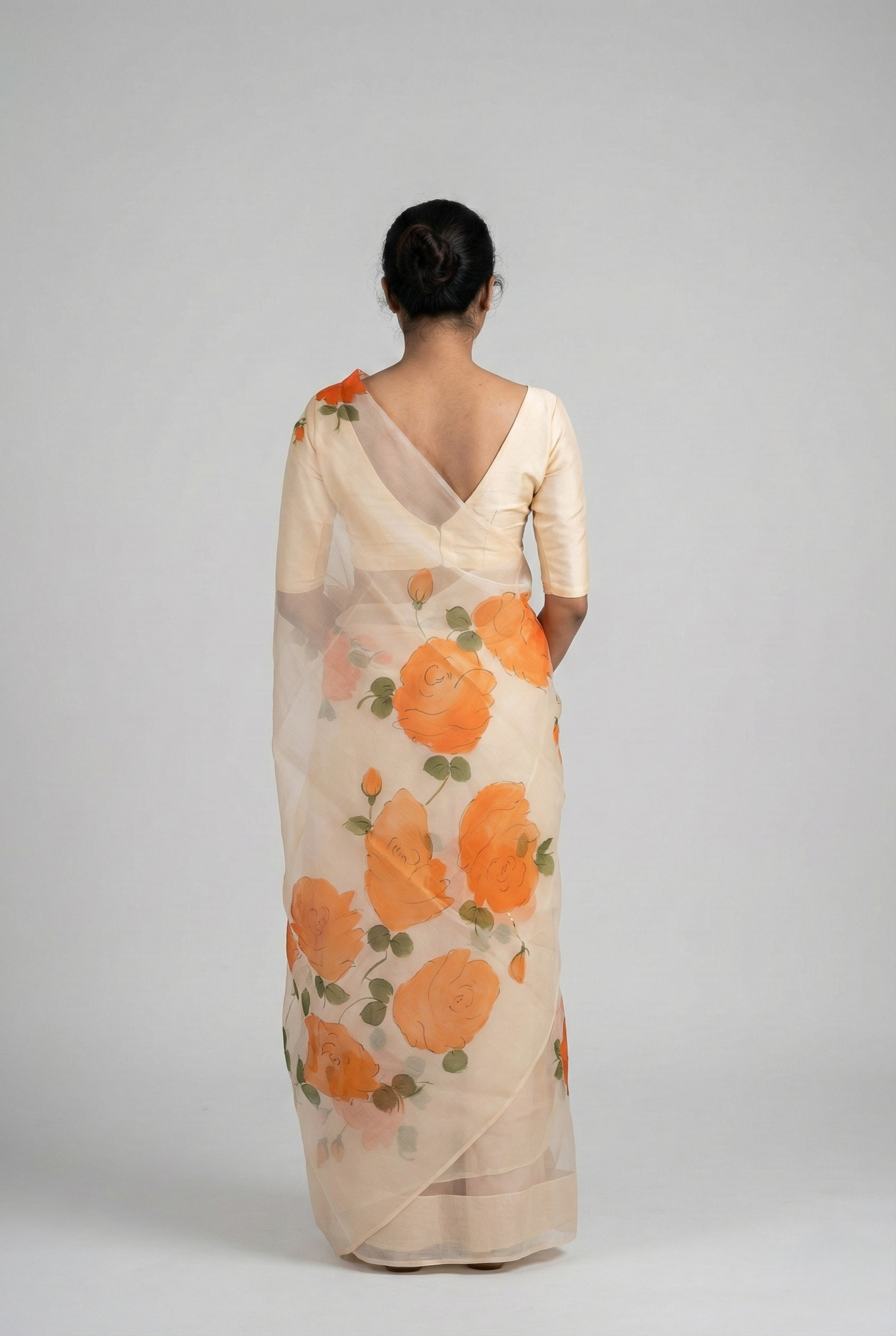 Gulnaar Hand Painted Cotton Organza Saree