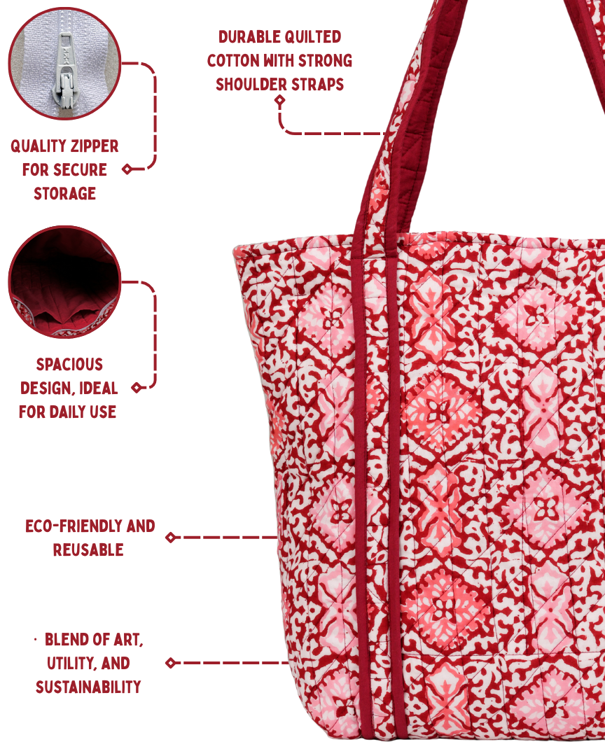 Sweet Red Quilted Tote Bag