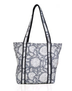 Elegant Grey Quilted Cotton Tote Bag