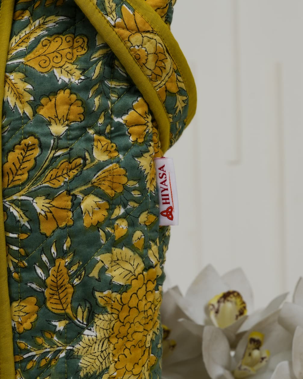 Soulful Mustard Floral Quilted Cotton Tote Bag