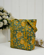 Soulful Mustard Floral Quilted Cotton Tote Bag
