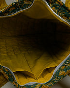 Soulful Mustard Floral Quilted Cotton Tote Bag